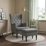 vidaXL Fauteuil met Voetenbank 2 st Lichtgrijs Fluweel