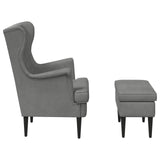 vidaXL Fauteuil met Voetenbank 2 st Lichtgrijs Fluweel