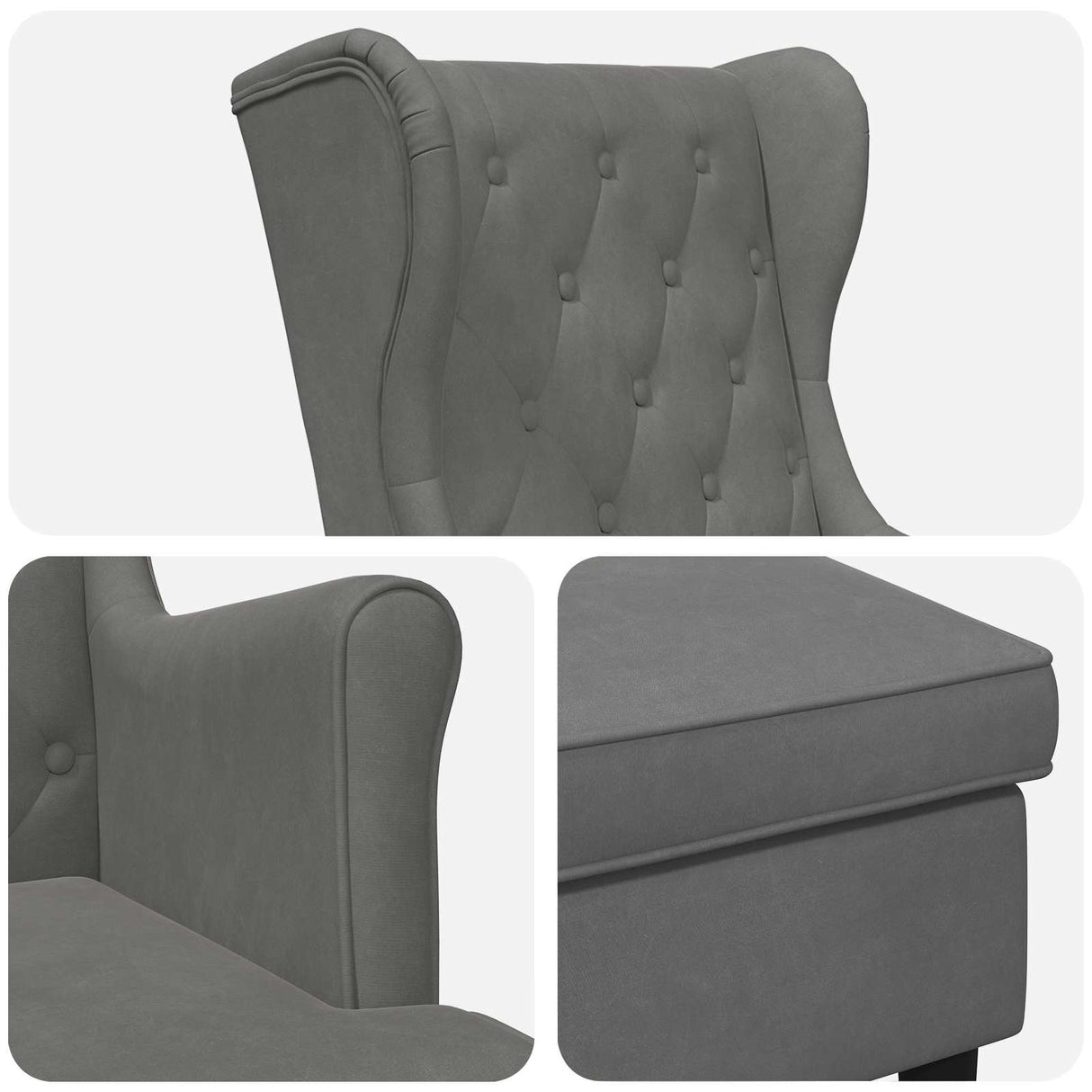 vidaXL Fauteuil met Voetenbank 2 st Lichtgrijs Fluweel
