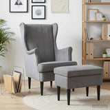vidaXL Fauteuil met Voetenbank 2 st Lichtgrijs Fluweel