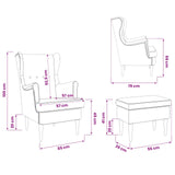 vidaXL Armchair with Footrest 2 pcs Light Grey Fabric