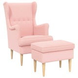 vidaXL Fauteuil met Voetenbank 2 st Crèmekleurig Bouclé