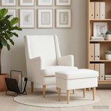 vidaXL Fauteuil met Voetenbank 2 st Crèmekleurig Bouclé