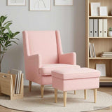 vidaXL Fauteuil met Voetenbank 2 st Crèmekleurig Bouclé