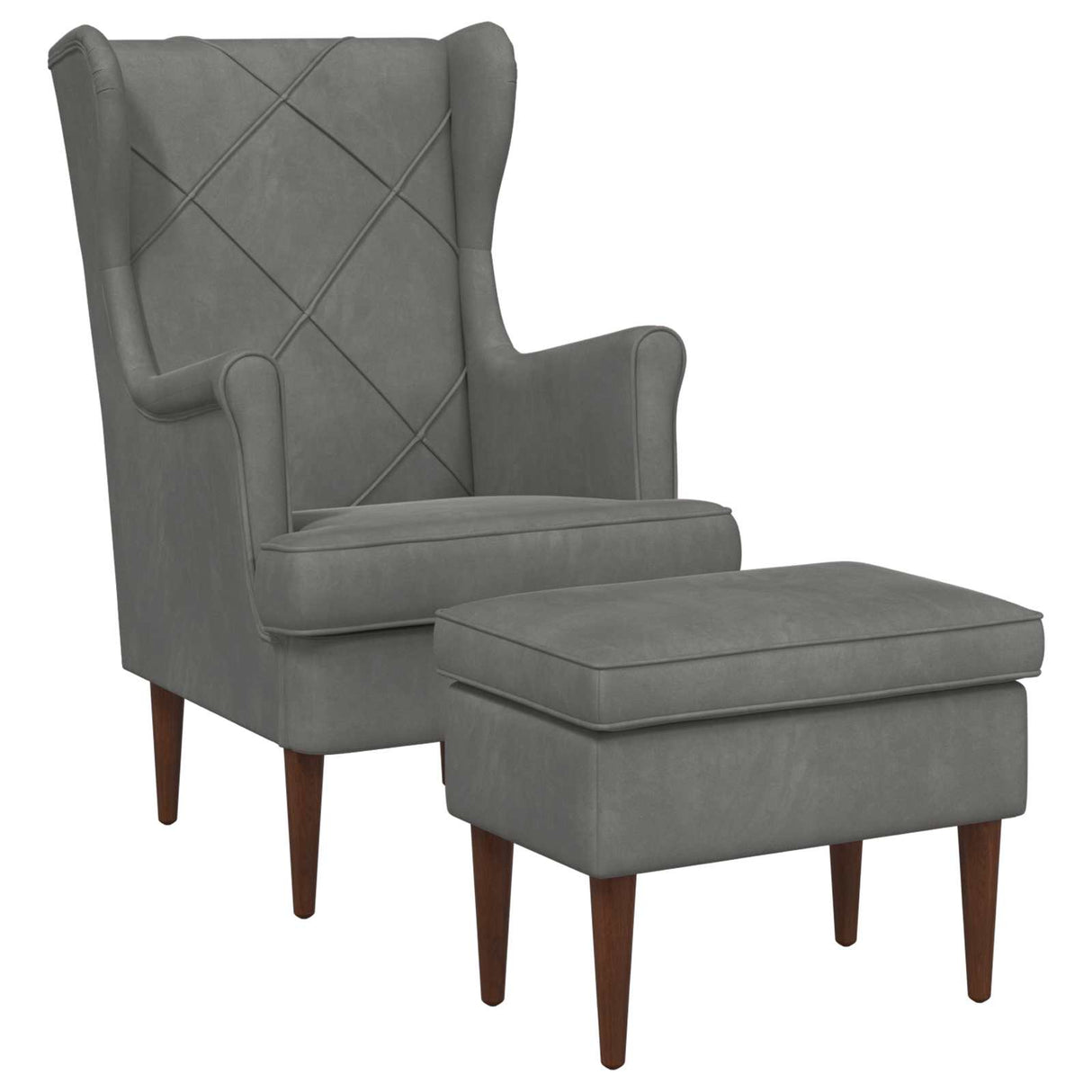 vidaXL Fauteuil met Voetenbank 2 st Lichtgrijs Fluweel