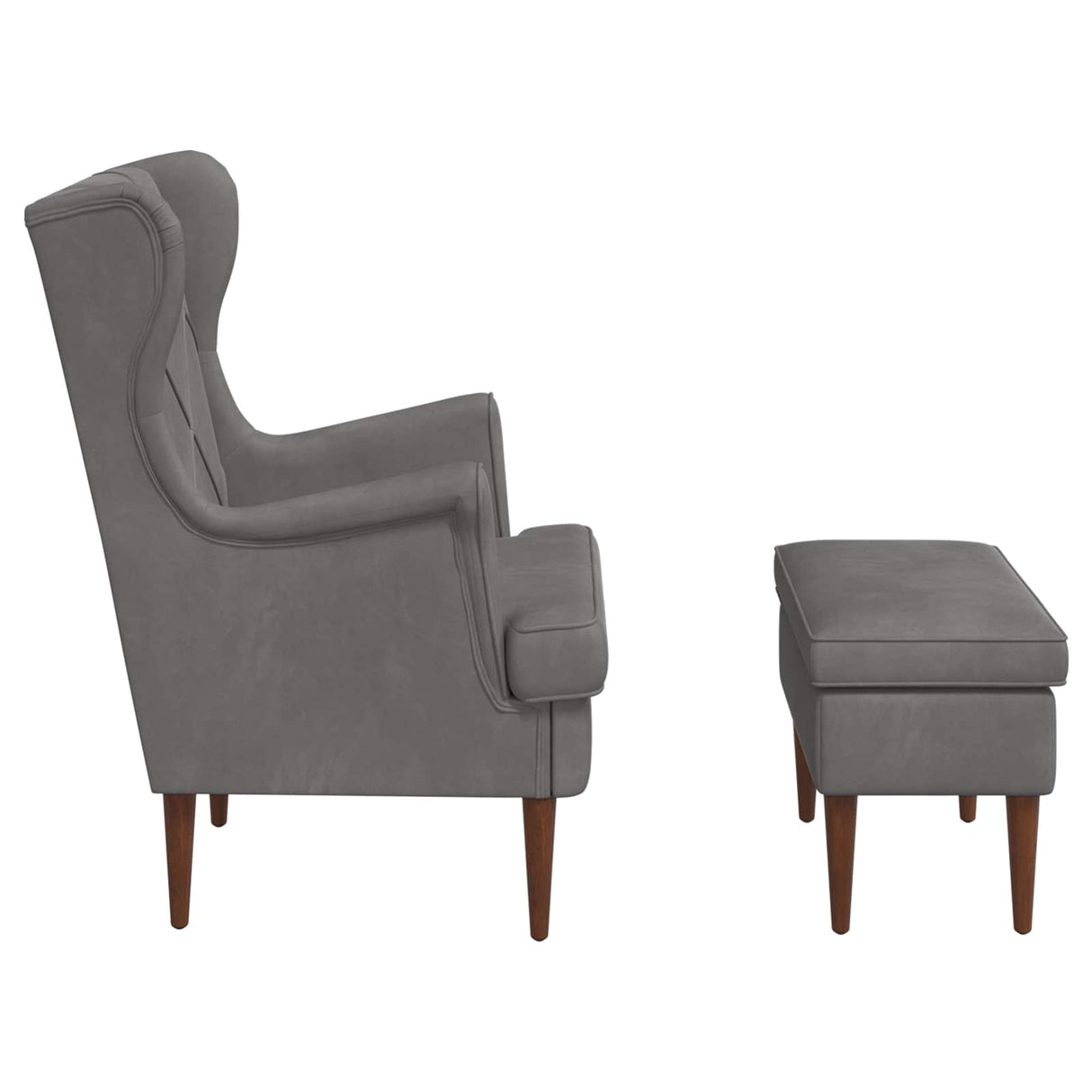 vidaXL Fauteuil met Voetenbank 2 st Lichtgrijs Fluweel