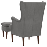 vidaXL Fauteuil met Voetenbank 2 st Lichtgrijs Fluweel