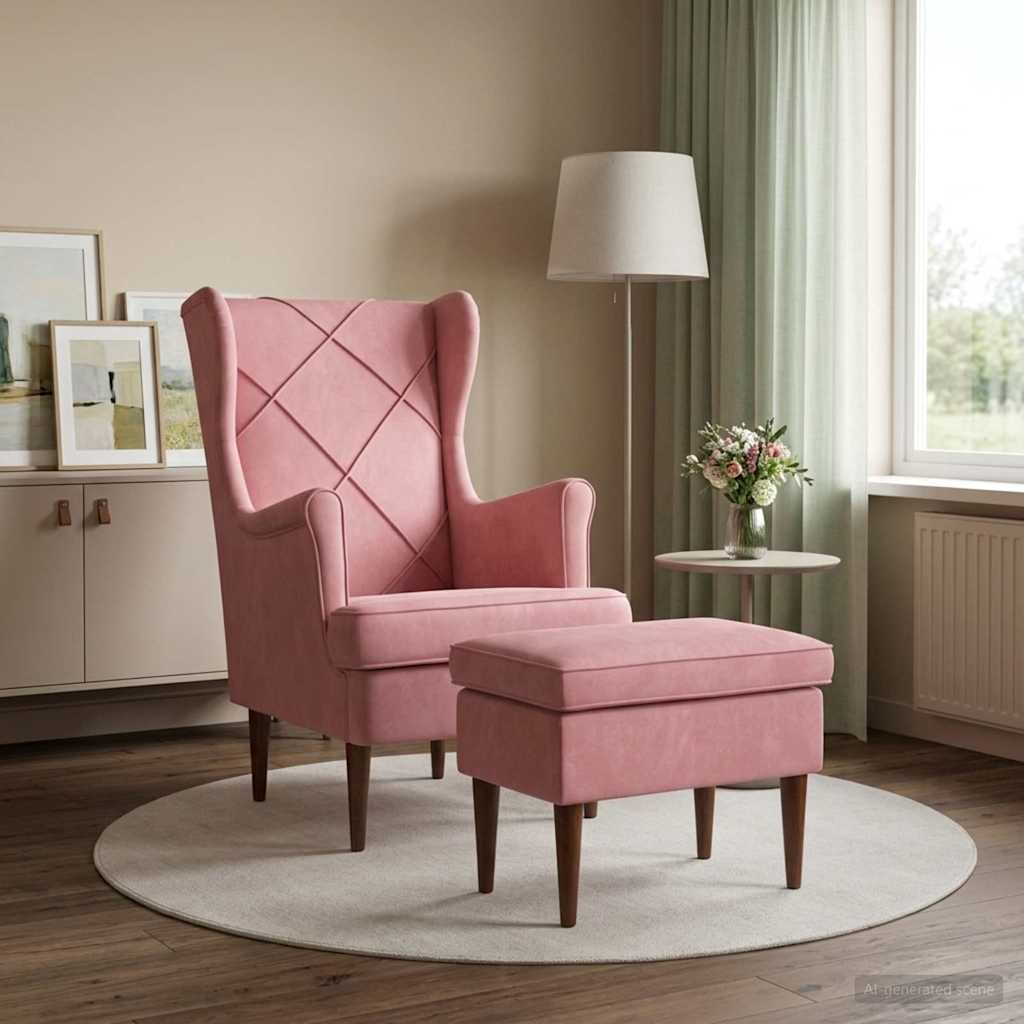 vidaXL Fauteuil met Voetenbank 2 st Lichtgrijs Fluweel