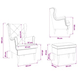 vidaXL Fauteuil met Voetenbank 2 st Lichtgrijs Fluweel