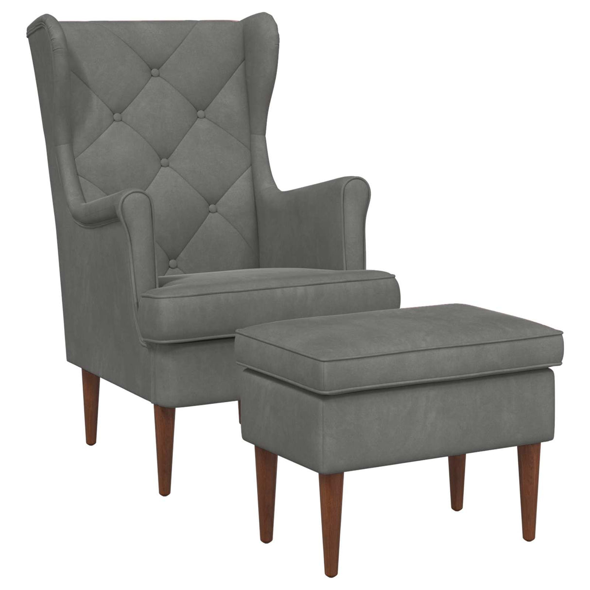 vidaXL Fauteuil met Voetenbank 2 st Lichtgrijs Fluweel