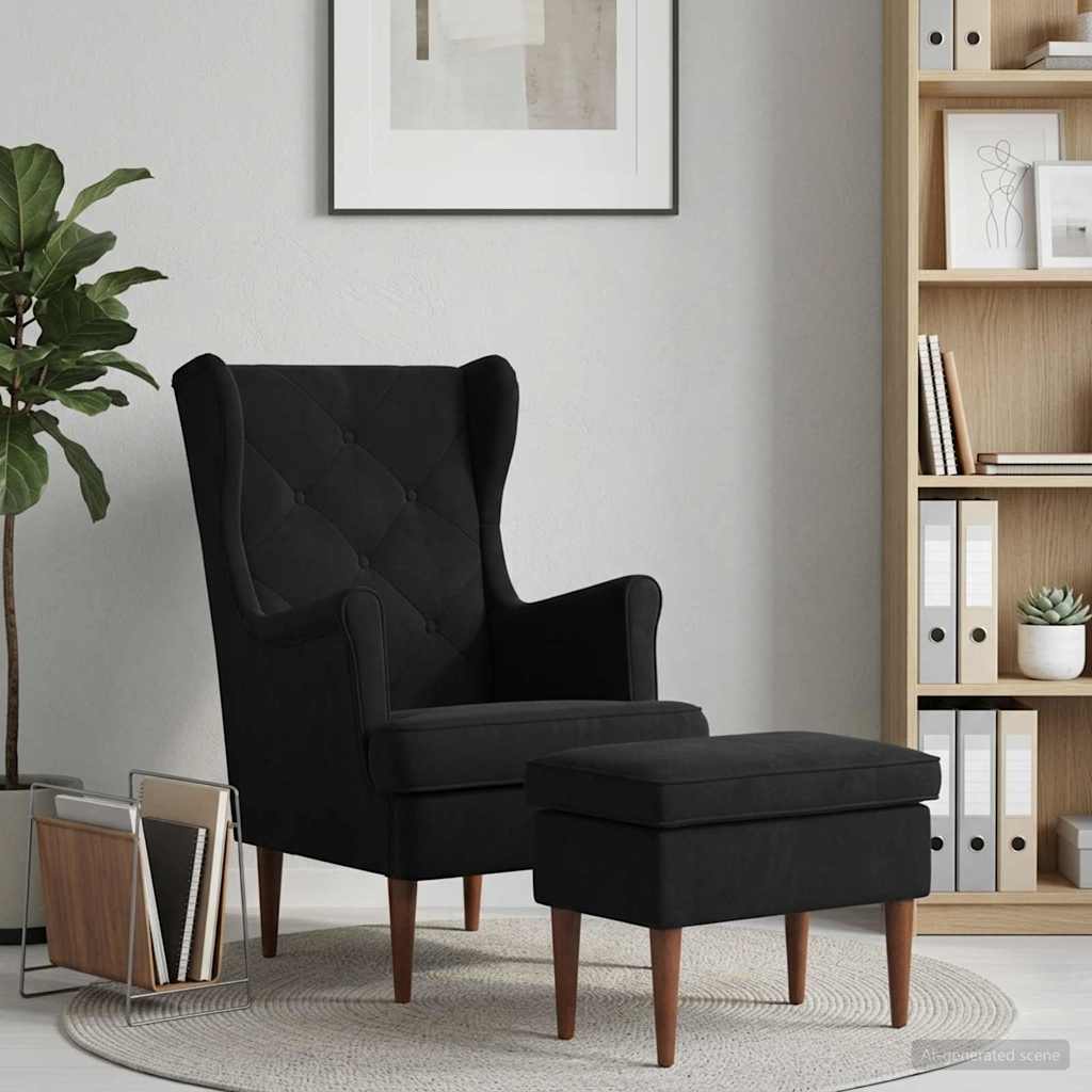 vidaXL Fauteuil met Voetenbank 2 st Lichtgrijs Fluweel