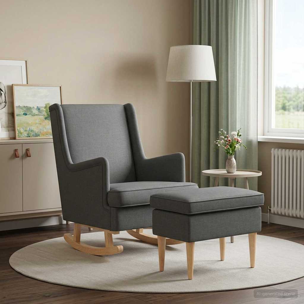 vidaXL Armchair with Footstool 2 pcs Light Grey Fabric