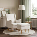 vidaXL Fauteuil met Voetenbank 2 st Crèmekleurig Bouclé