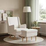 vidaXL Fauteuil met Voetenbank 2 st Crèmekleurig Bouclé