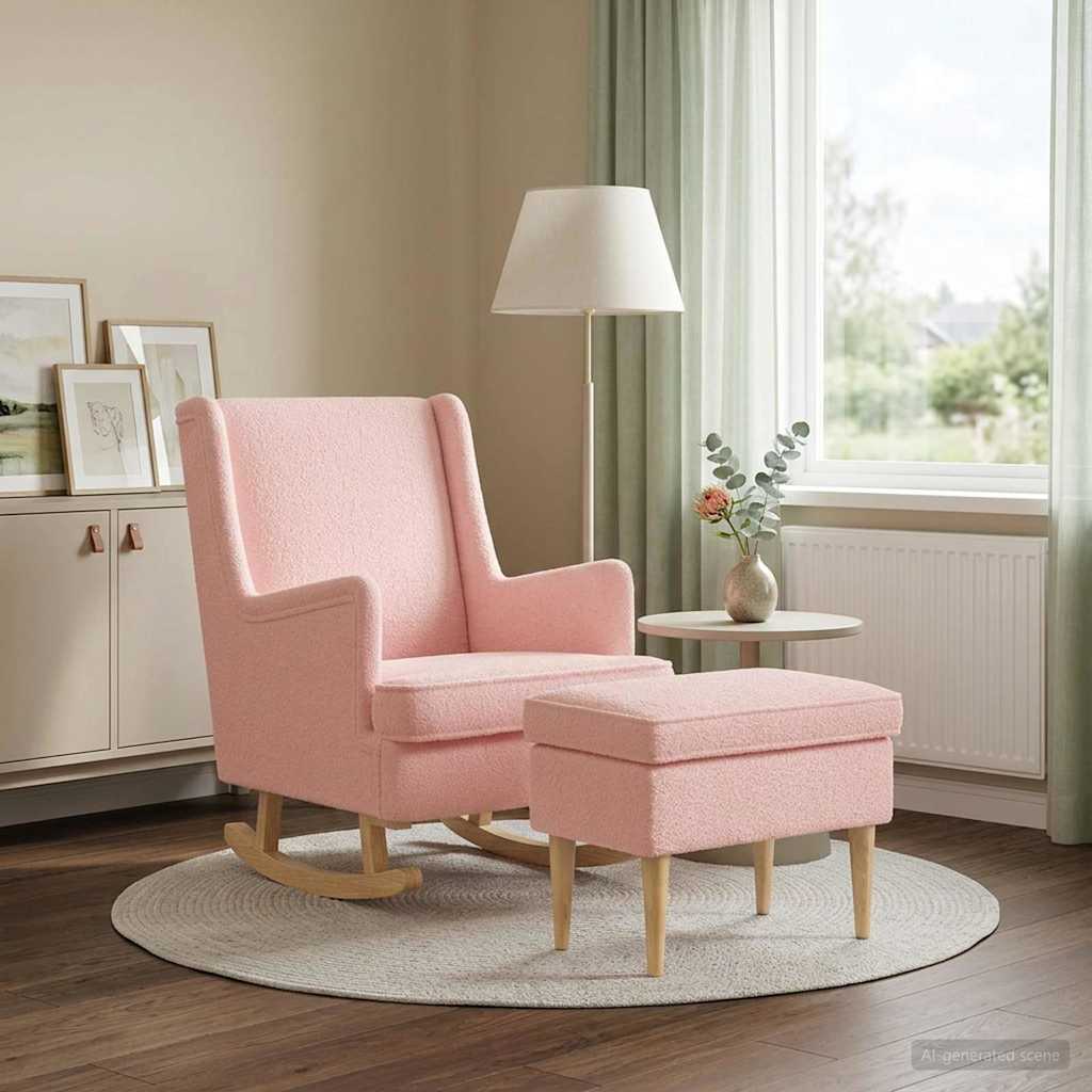 vidaXL Fauteuil met Voetenbank 2 st Crèmekleurig Bouclé