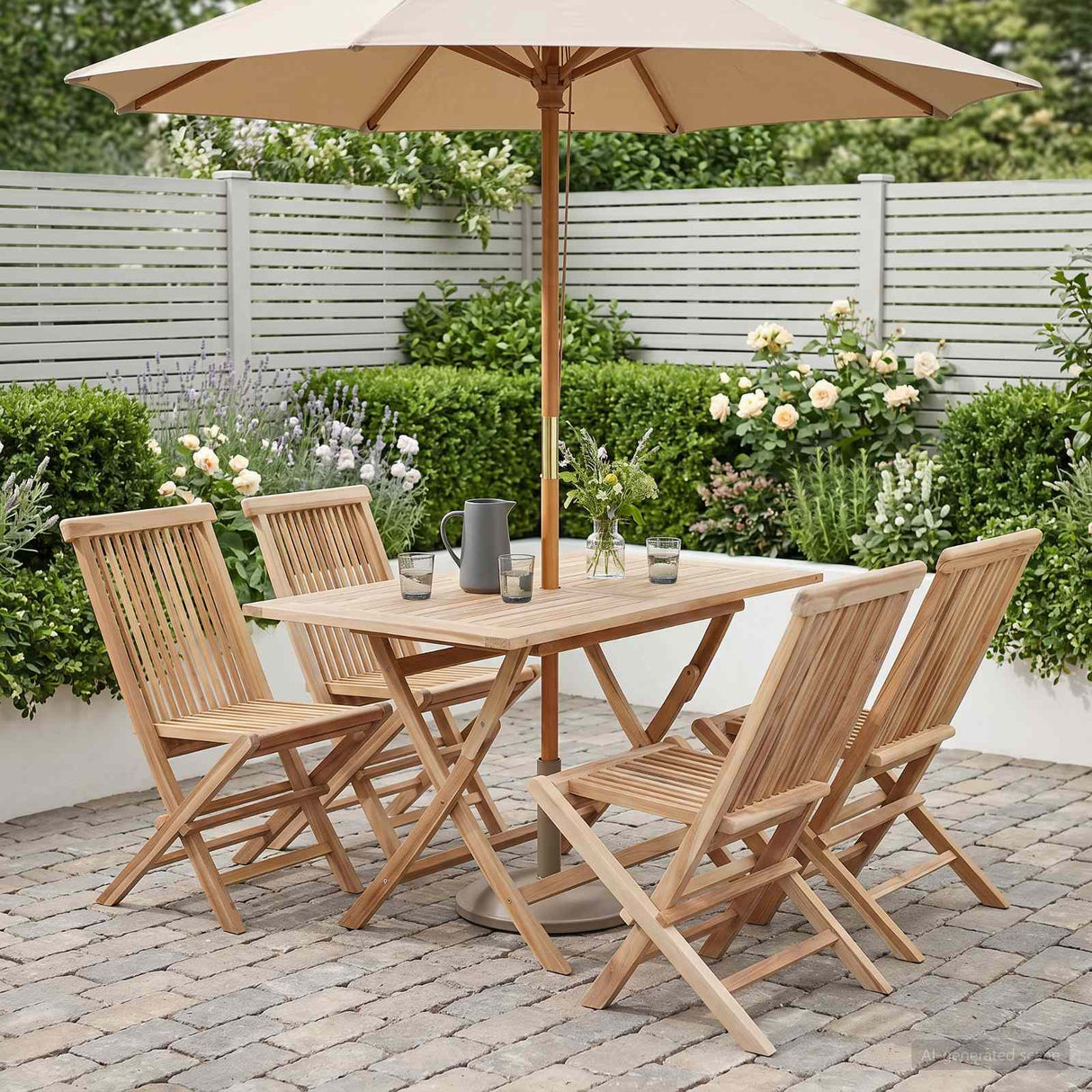 vidaXL Garden Furniture Set 5 pcs Natural Solid Teak