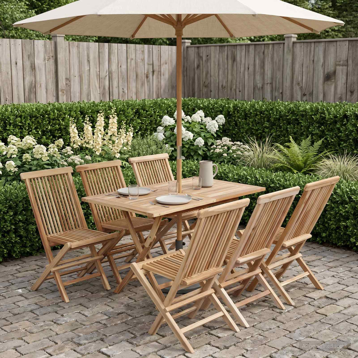 vidaXL Garden Furniture Set 5 pcs Natural Solid Teak