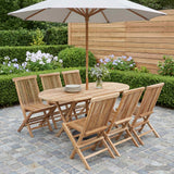 vidaXL Garden Furniture Set 7 pcs Natural Solid Teakwood