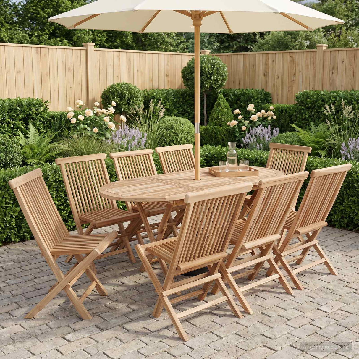 vidaXL Garden Furniture Set 7 pcs Natural Solid Teakwood