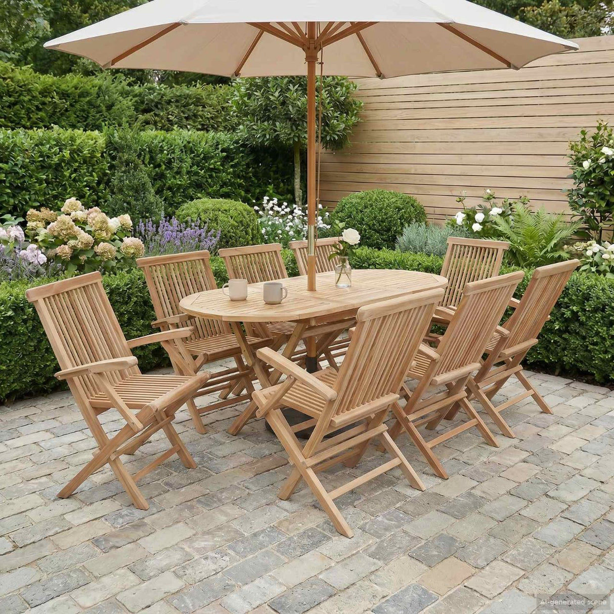 vidaXL Garden Furniture Set 7 pcs Natural Solid Teakwood