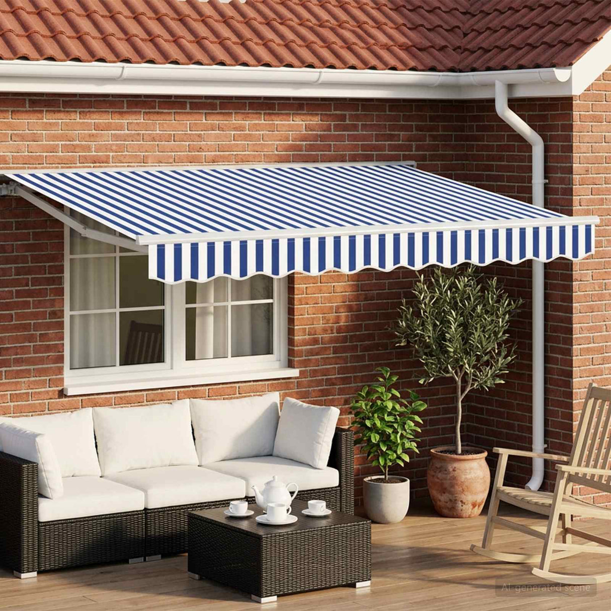 vidaXL Handbediende luifel met LED's Blauw en Wit 2,5 x 2 m