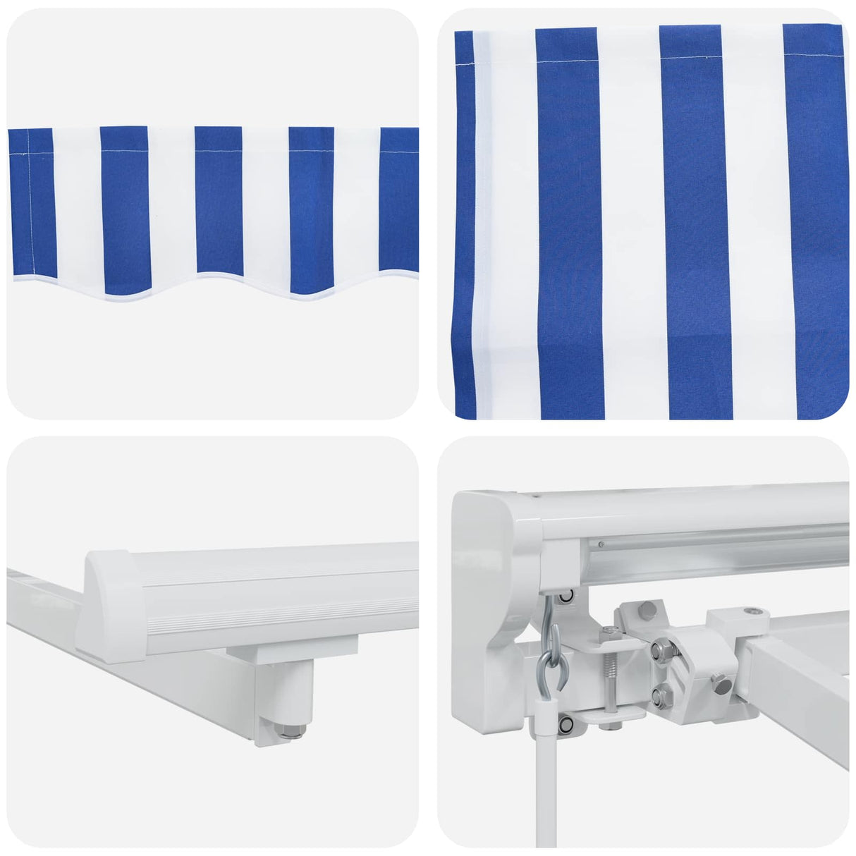 vidaXL Handbediende luifel met LED's Blauw en Wit 2,5 x 2 m