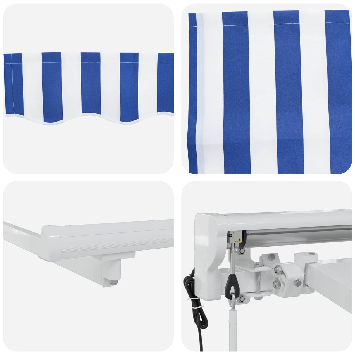 vidaXL Elektrisch Uitschuifbare Zonneluifel Blauw en Wit 2,5 x 2 m