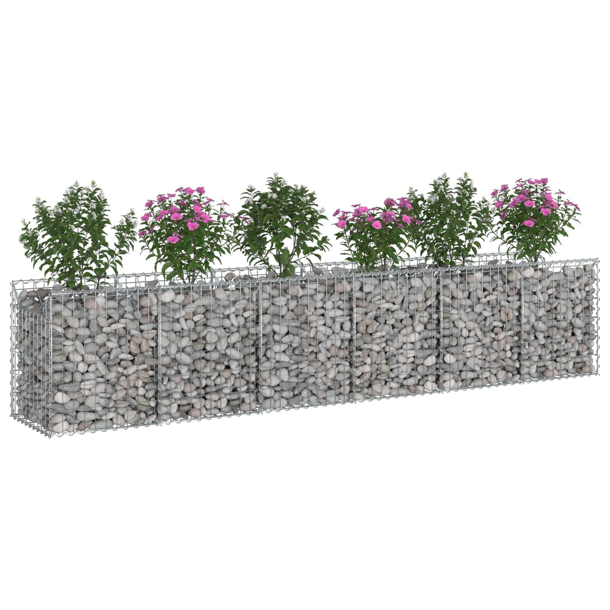 vidaXL Gabion verhoogd bed 2 pcs Zilver 300 x 50 x 60 cm