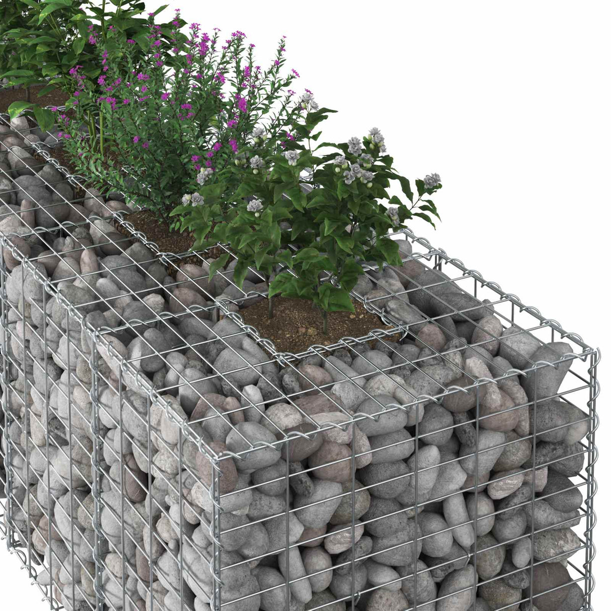 vidaXL Gabion verhoogd bed 2 pcs Zilver 260 x 60 x 55 cm