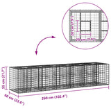 vidaXL Gabion verhoogd bed 2 pcs Zilver 260 x 60 x 55 cm