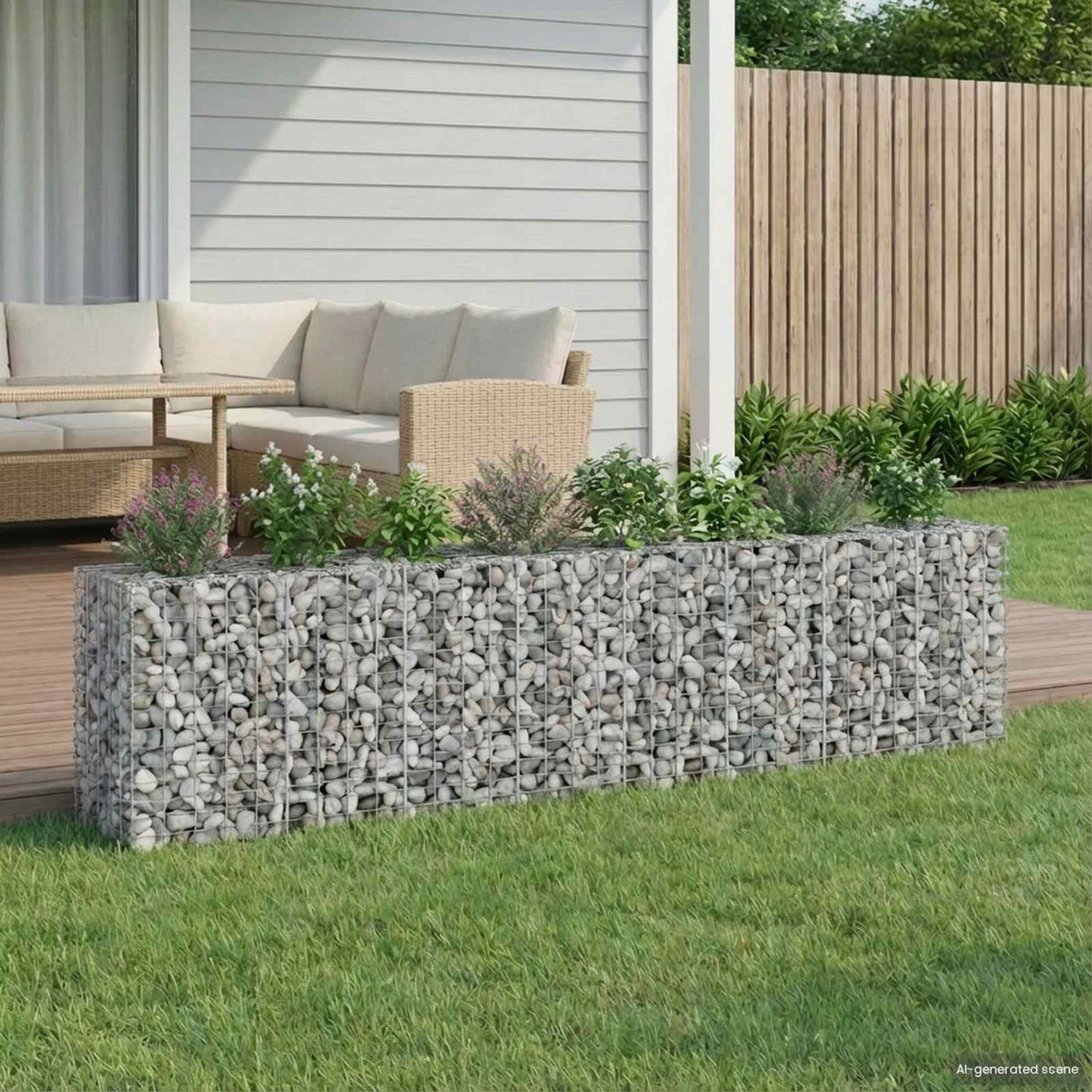 vidaXL Gabion verhoogd bed 2 pcs Zilver 260 x 60 x 55 cm