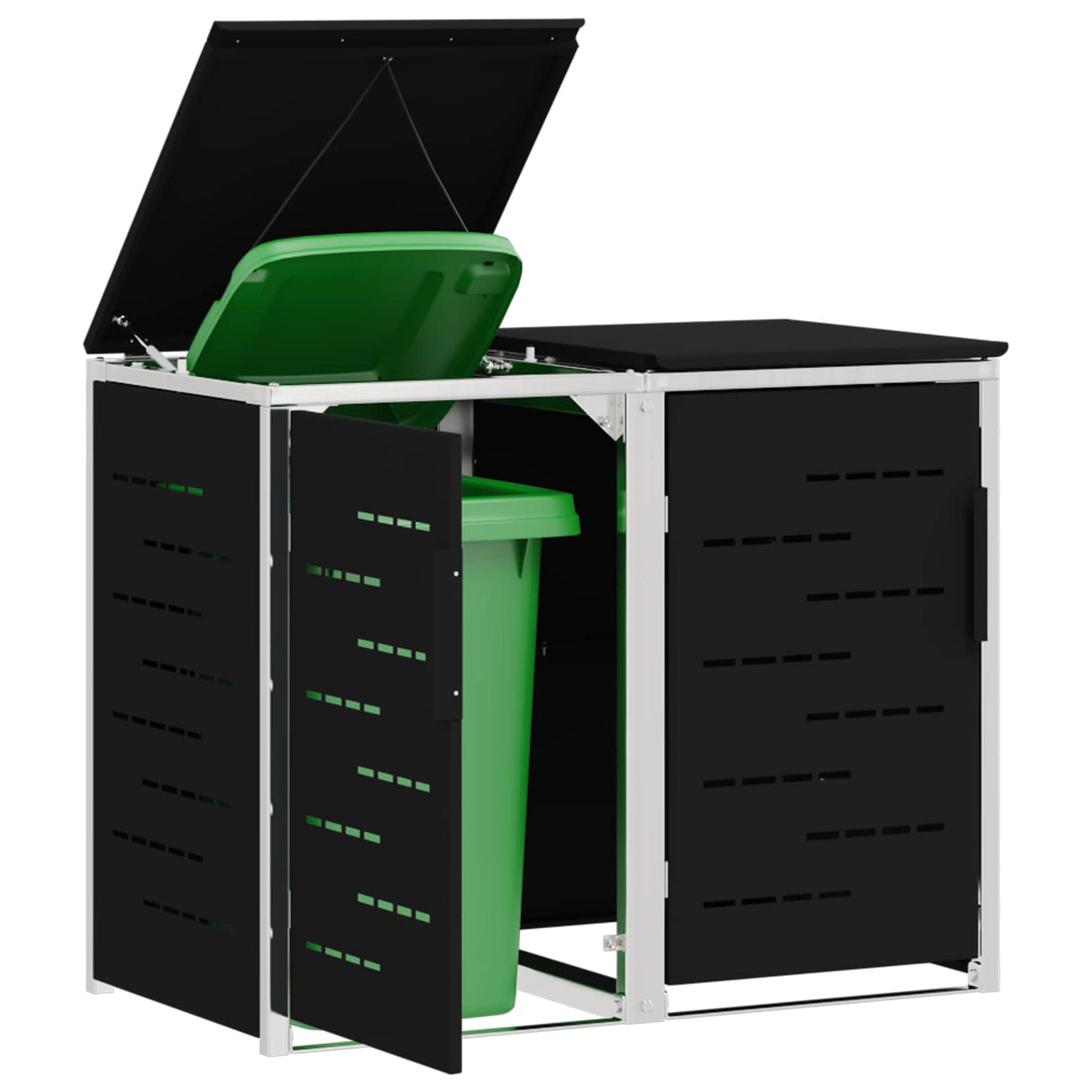 vidaXL Afvalbak Opslag Zwart 138 x 77,5 x 112,5 cm Roestvrij staal