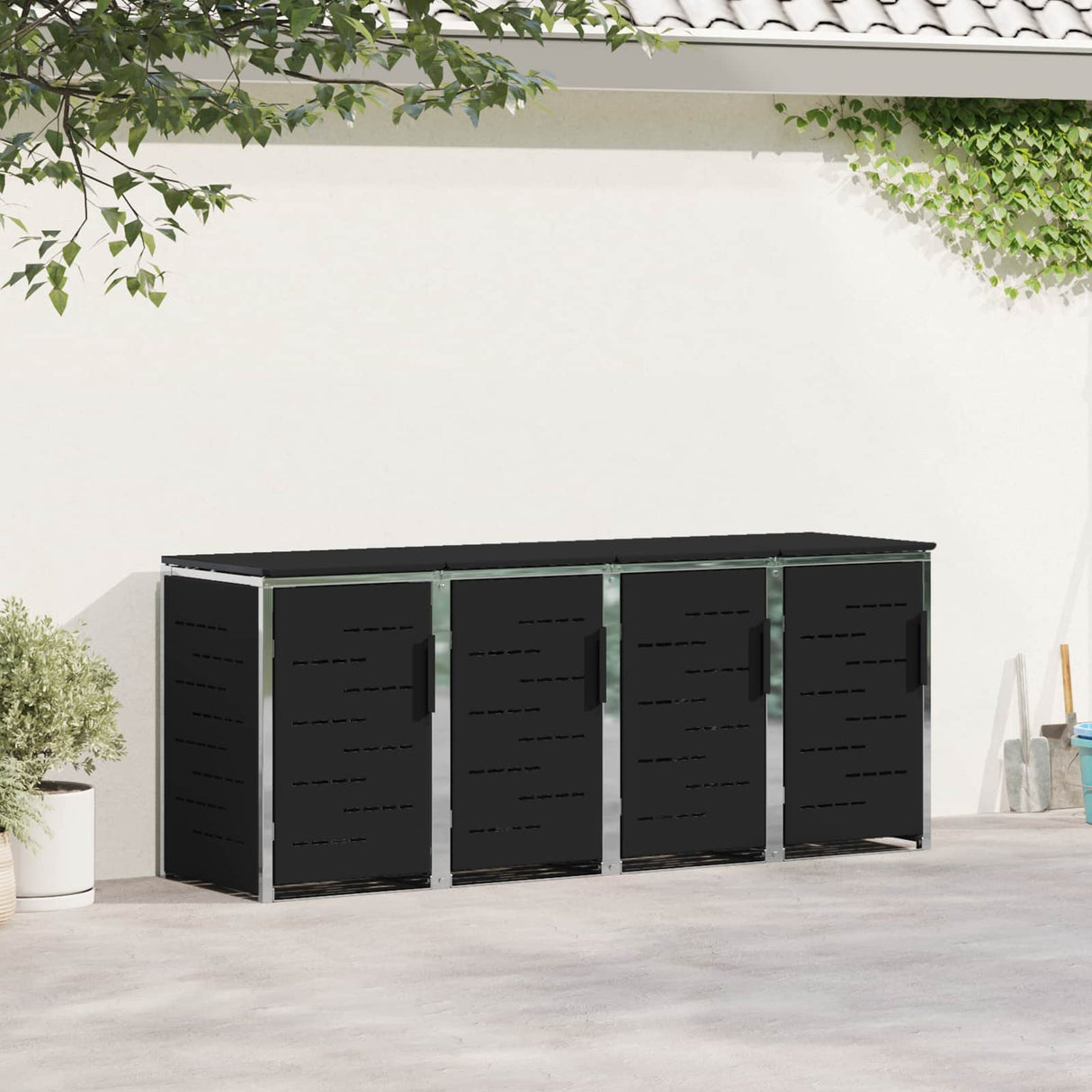 vidaXL Afvalbak Opslag Zwart 138 x 77,5 x 112,5 cm Roestvrij staal