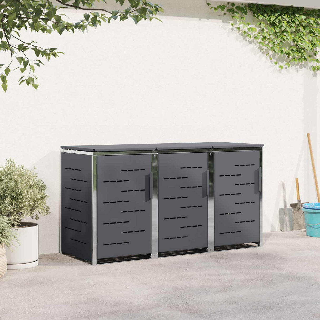 vidaXL Afvalbak Opslag Zwart 138 x 77,5 x 112,5 cm Roestvrij staal