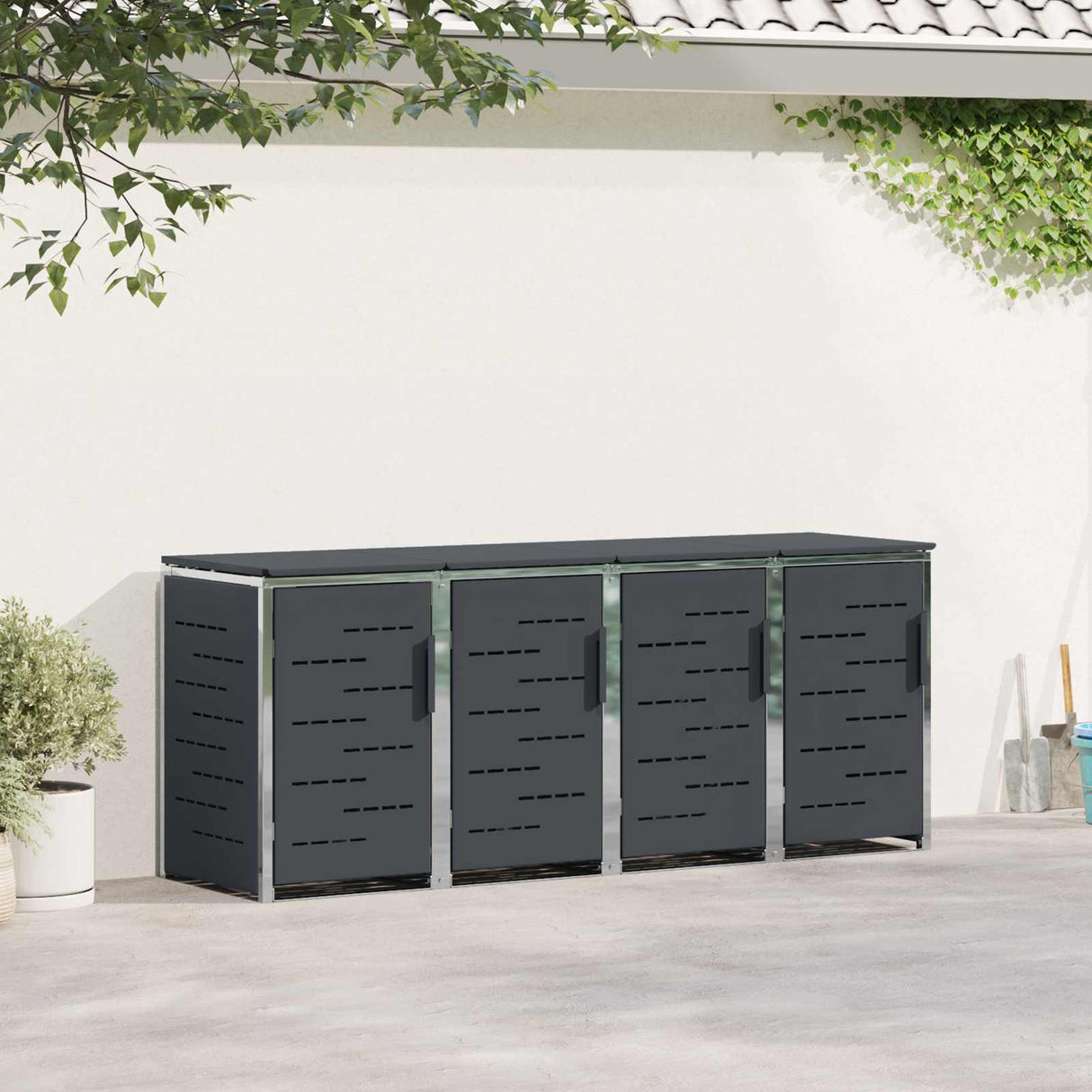 vidaXL Afvalbak Opslag Zwart 138 x 77,5 x 112,5 cm Roestvrij staal