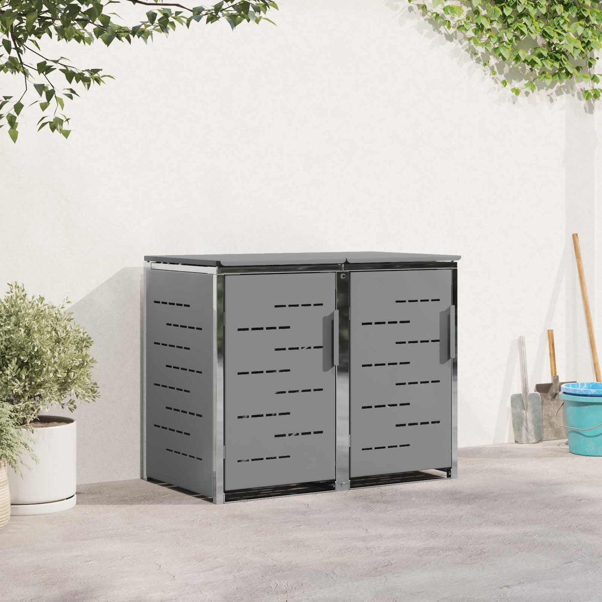 vidaXL Afvalbak Opslag Zwart 138 x 77,5 x 112,5 cm Roestvrij staal