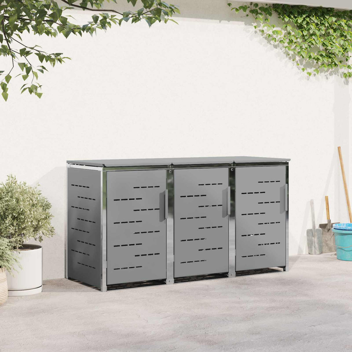 vidaXL Afvalbak Opslag Zwart 138 x 77,5 x 112,5 cm Roestvrij staal