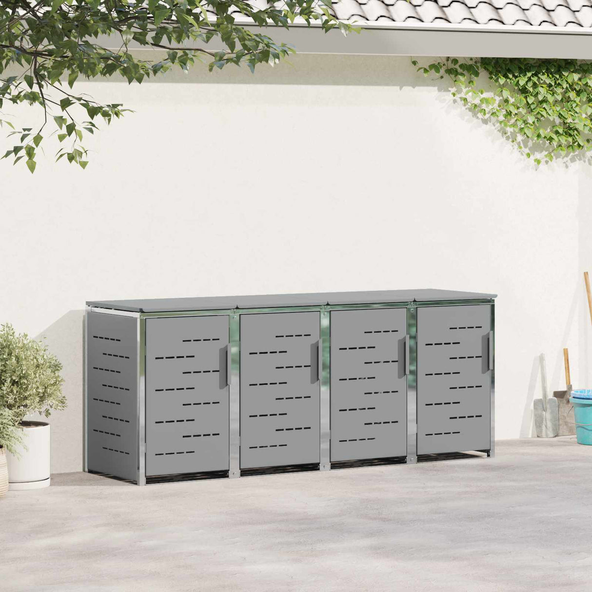 vidaXL Afvalbak Opslag Zwart 138 x 77,5 x 112,5 cm Roestvrij staal