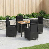 vidaXL Buiten Eettafel Set 3 st Zwart PE rotan en poedergecoat staal