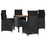 vidaXL Buiten Eettafel Set 3 st Zwart PE rotan en poedergecoat staal