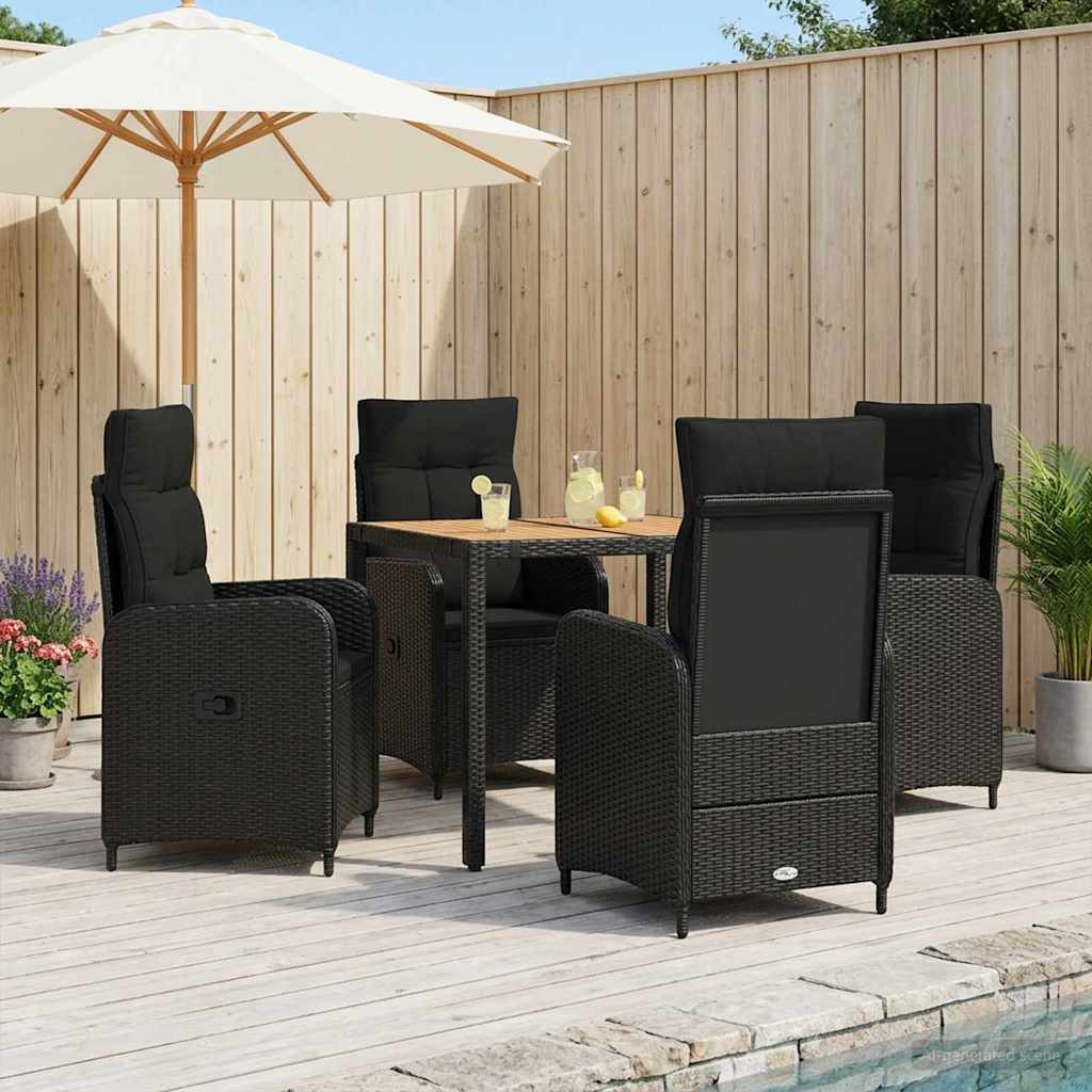 vidaXL Buiten Eettafel Set 3 st Zwart PE rotan en poedergecoat staal