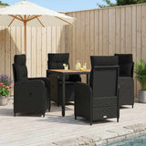 vidaXL Buiten Eettafel Set 3 st Zwart PE rotan en poedergecoat staal