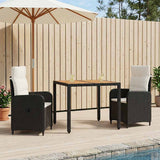 vidaXL Buiten Eettafel Set 3 st Zwart PE rotan en poedergecoat staal