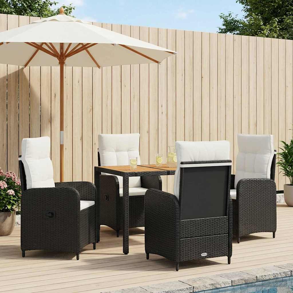 vidaXL Buiten Eettafel Set 3 st Zwart PE rotan en poedergecoat staal