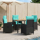 vidaXL Buiten Eettafel Set 3 st Zwart PE rotan en poedergecoat staal