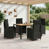 vidaXL Buiten Eettafel Set 3 st Zwart PE rotan en poedergecoat staal