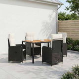 vidaXL Buiten Eettafel Set 3 st Zwart PE rotan en poedergecoat staal