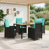 vidaXL Buiten Eettafel Set 3 st Zwart PE rotan en poedergecoat staal