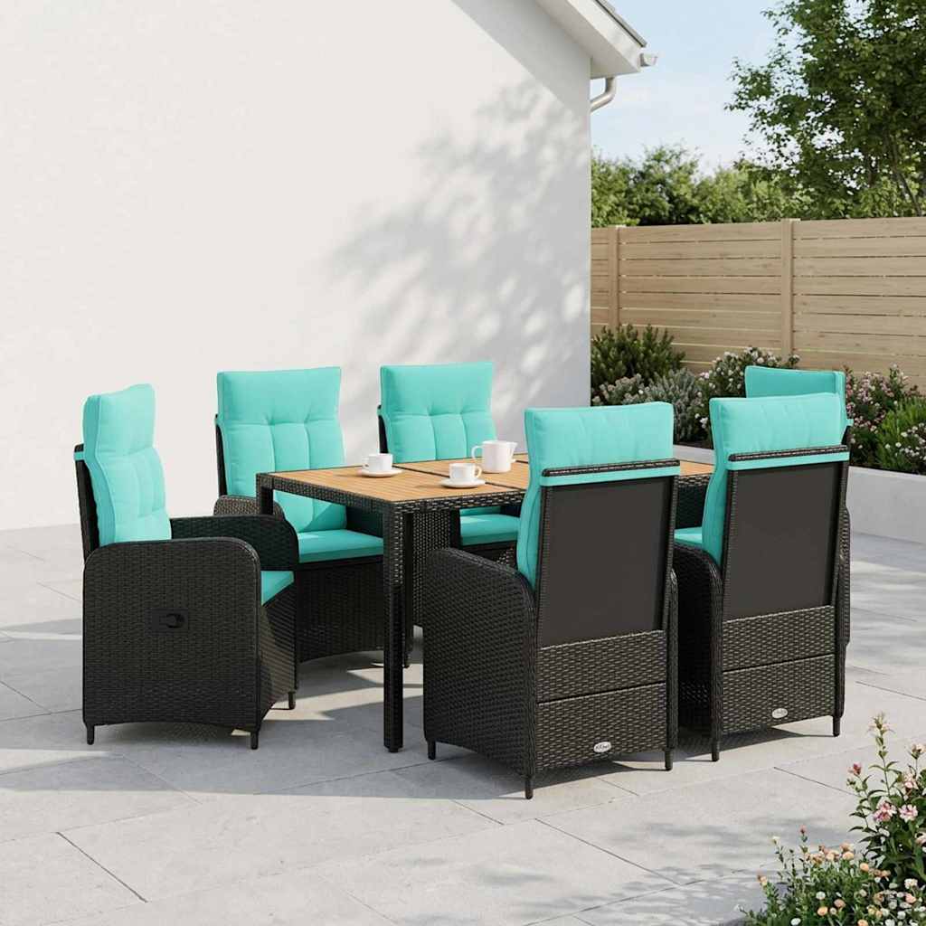 vidaXL Buiten Eettafel Set 3 st Zwart PE rotan en poedergecoat staal