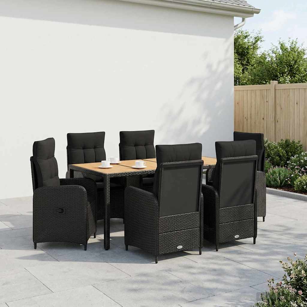 vidaXL Buiten Eettafel Set 3 st Zwart PE rotan en poedergecoat staal
